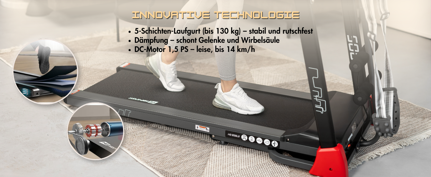 Електричний біговий тренажер Hop-Sport Soul з масажером, комп'ютером та Bluetooth, складаний, для дому, швидкість до 14 км/год, вантажопідйомність 130 кг