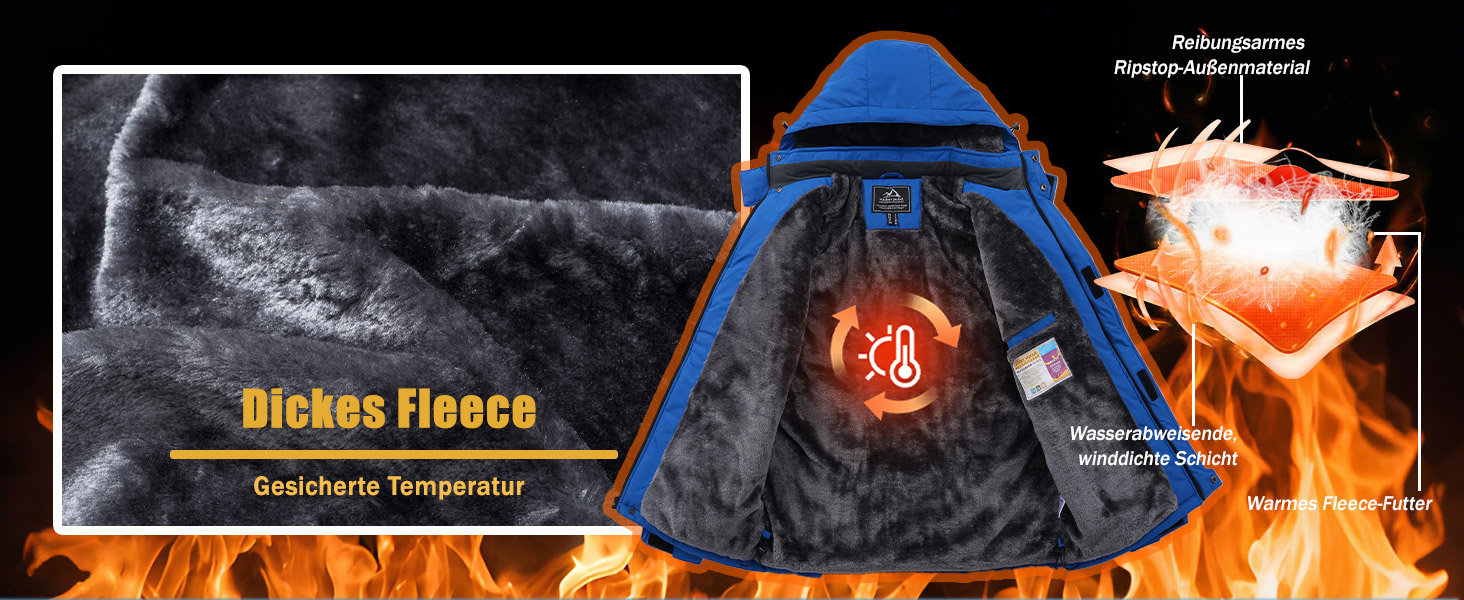 TACVASEN Куртка зимова чоловіча водонепроникна тепла флісова підкладка софтшелл дихаюча функціональна куртка з відстібаною капюшоном XL темно-синій