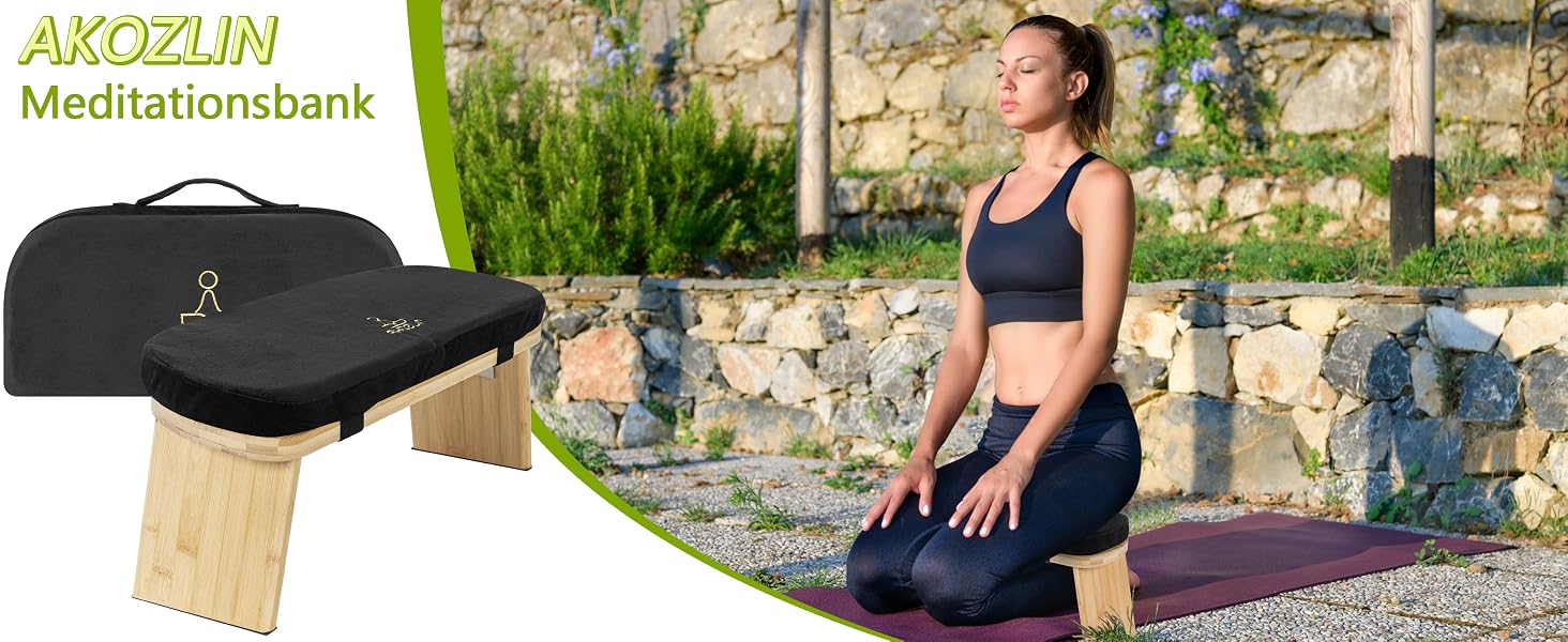 Складний медитативний стілець з бамбука Ergonomischer Meditationsbank: З подушкою, для молитви, йоги та медитацій - Сірий