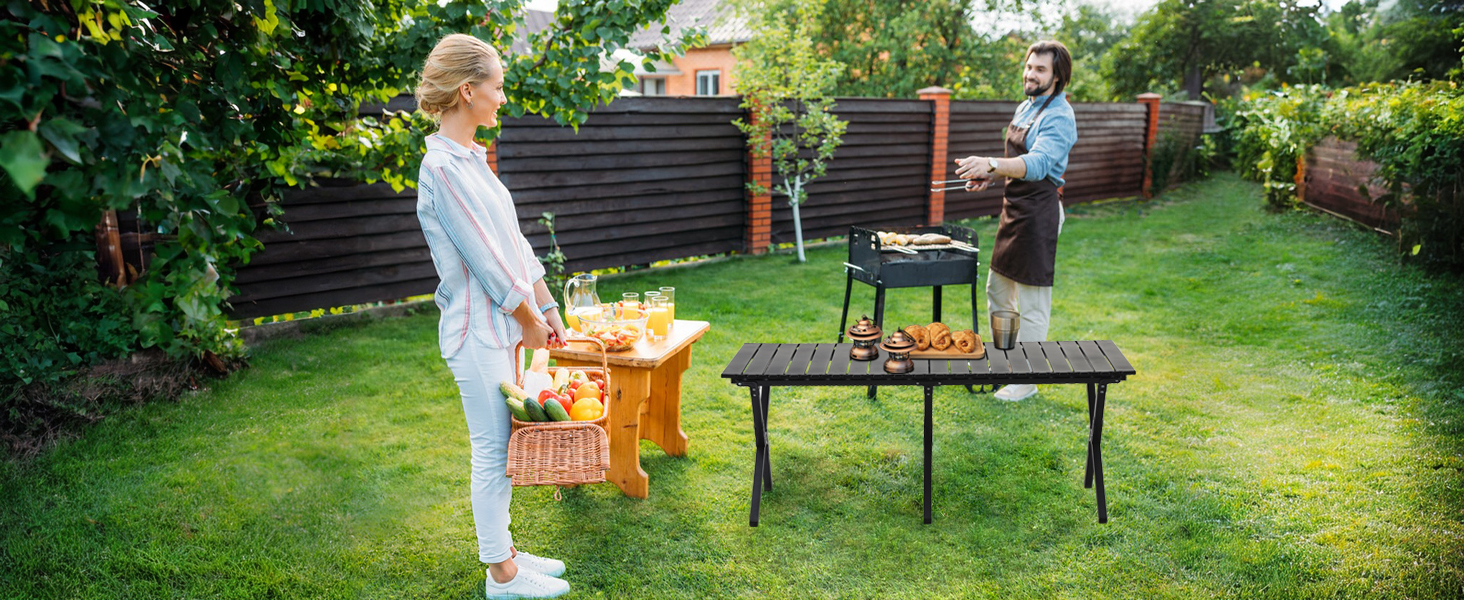Складаний туристичний стіл Boosden 120x80 см з сумкою для пікніка, грилю та відпочинку на природі (чорний)