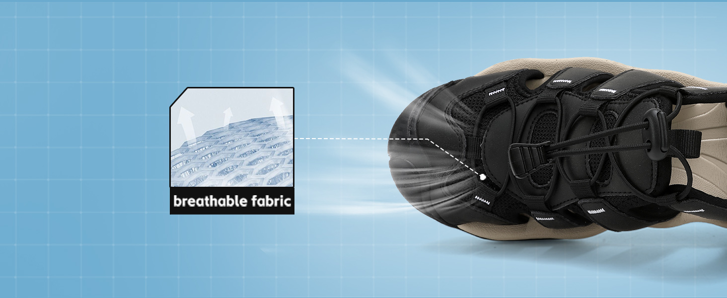 Чоловічі сандалі AX BOXING для трекінгу та спорту, літні, на липучках, дихаючі, чорні, розмір 44 EU