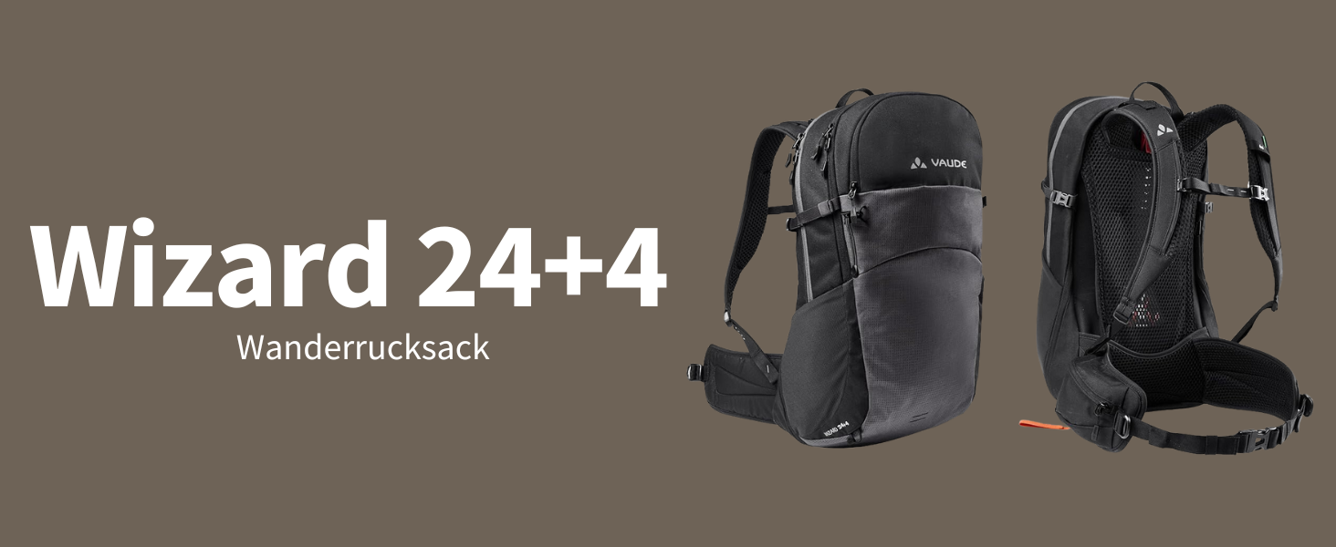 Туристичний рюкзак VAUDE Wizard 24+4, водовідштовхувальний, для жінок і чоловіків, зручна система перенесення, багато відділень
