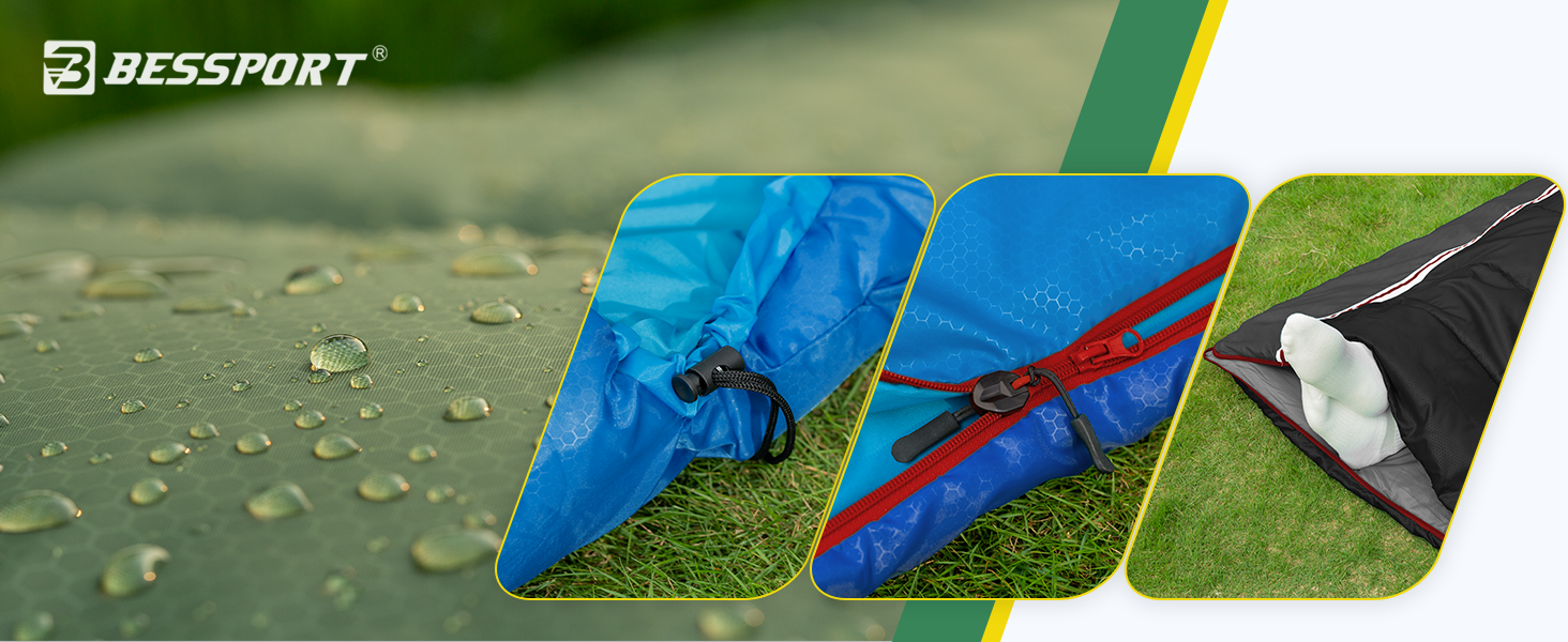 Спальний мішок Bessport зимовий для дорослих, 3-4 сезони, легкий, ультралегкий, компактний, водонепроникний, для кемпінгу, трекінгу та подорожей, блакитний