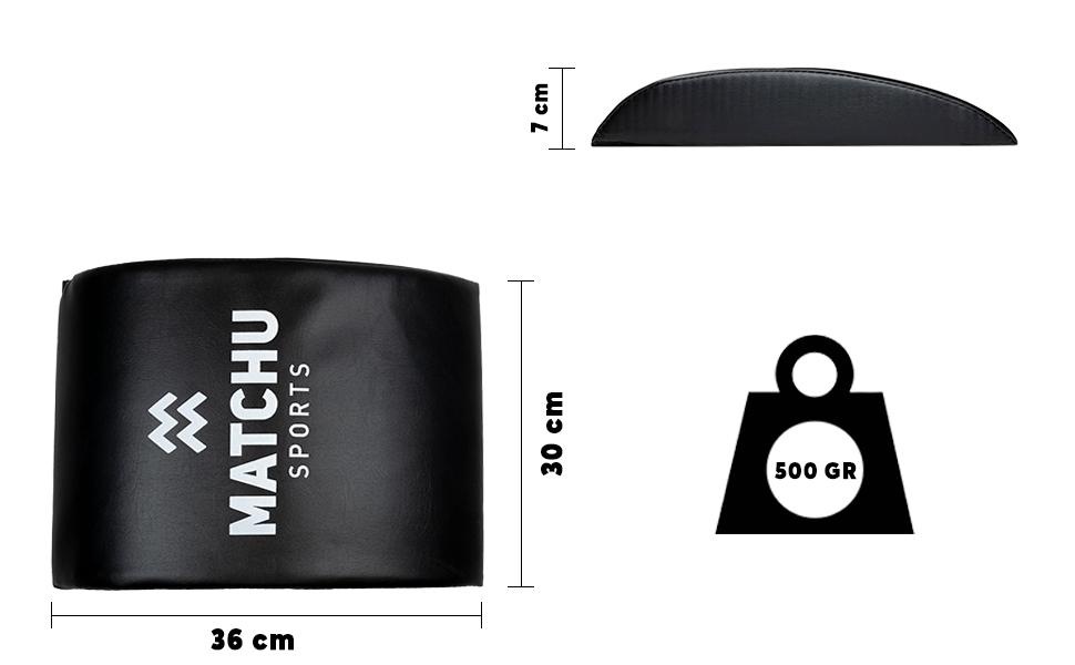 Мат для преса MATCHU, підтримка попереку, антиковзкий, 36x30x7 см, 500 г, піна/штучна шкіра, чорний/білий