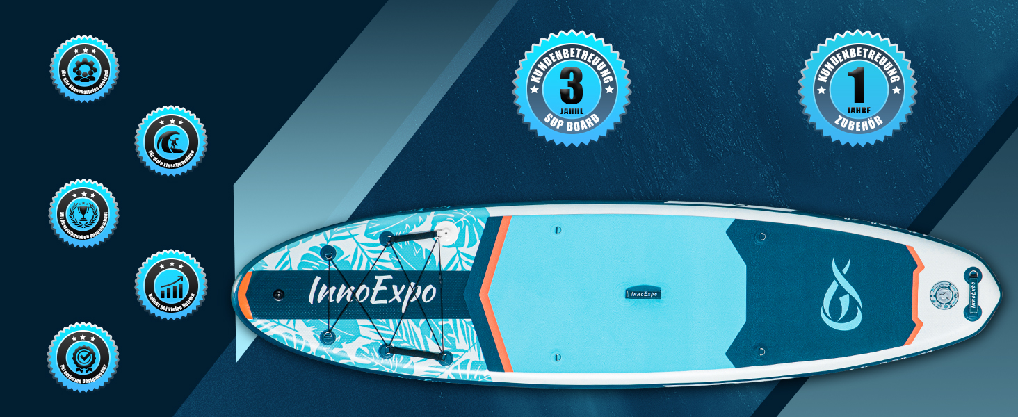 Надувні SUP-дошки InnoExpo 11' з преміум аксесуарами: стабільний дизайн, неслизьке покриття, комплект для каяка (підходить для молоді та дорослих)