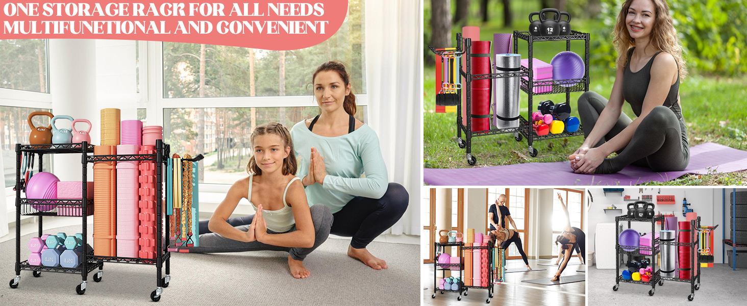 Стійка для гантелей та обладнання для фітнесу - 3 яруси, міцна сталева конструкція, 91.5 x 30 x 82.5 см, до 120 кг