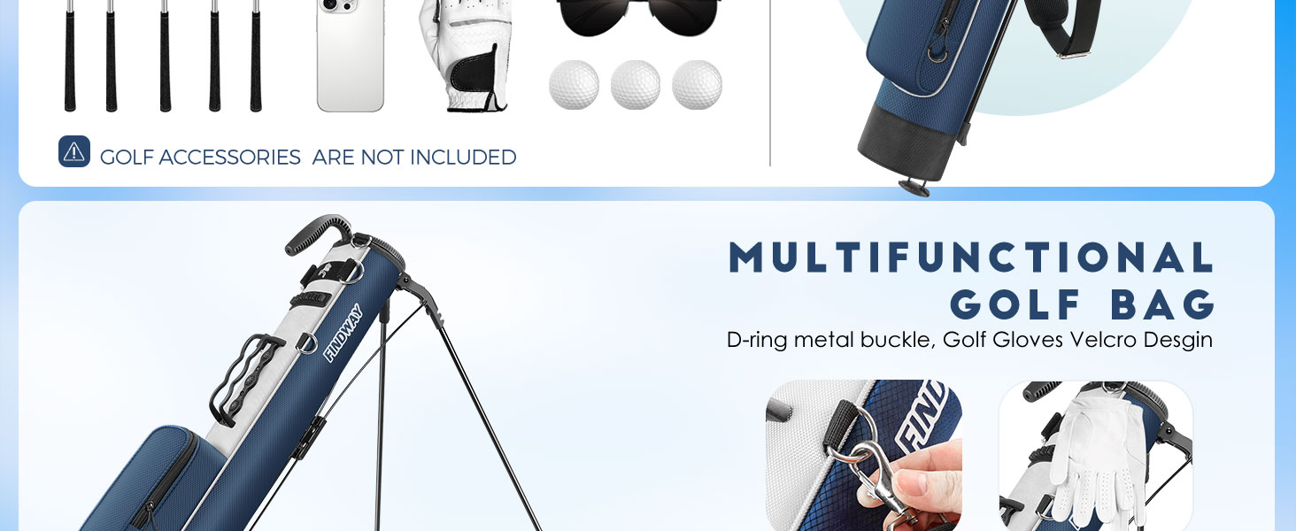 Сумка для гольфу Findway: стійка, легка, для тренувань та гри, 80 см, A1-BK