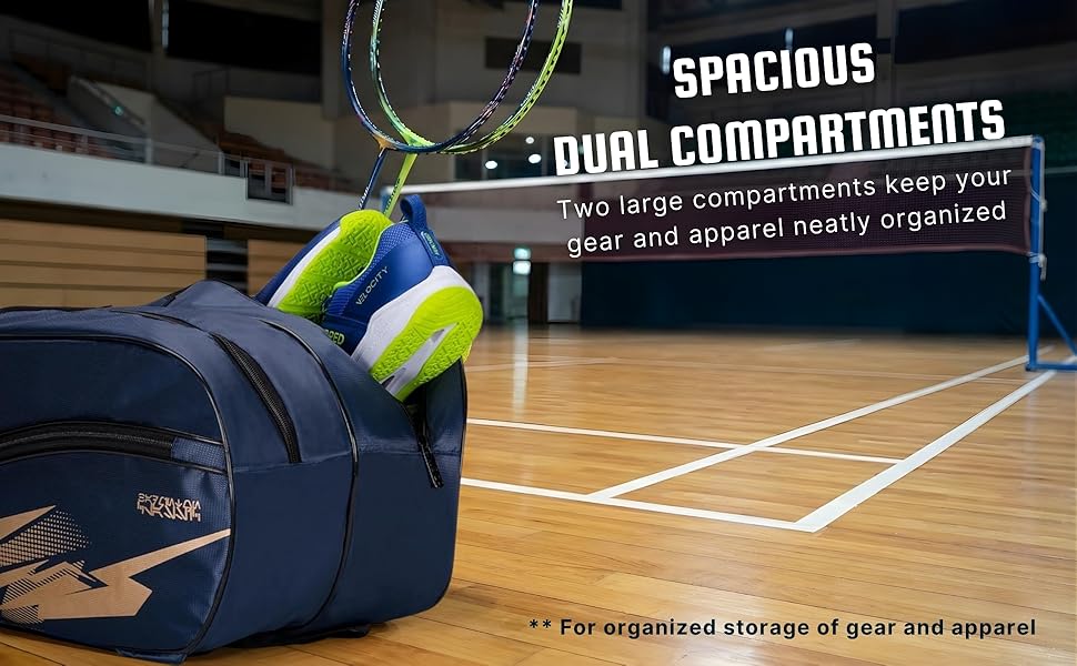 Сумка для бадмінтону Cosmogear: професійна, поліестер, подвійний блискавка, з передньою кишенею, зручні лямки, темно-синя