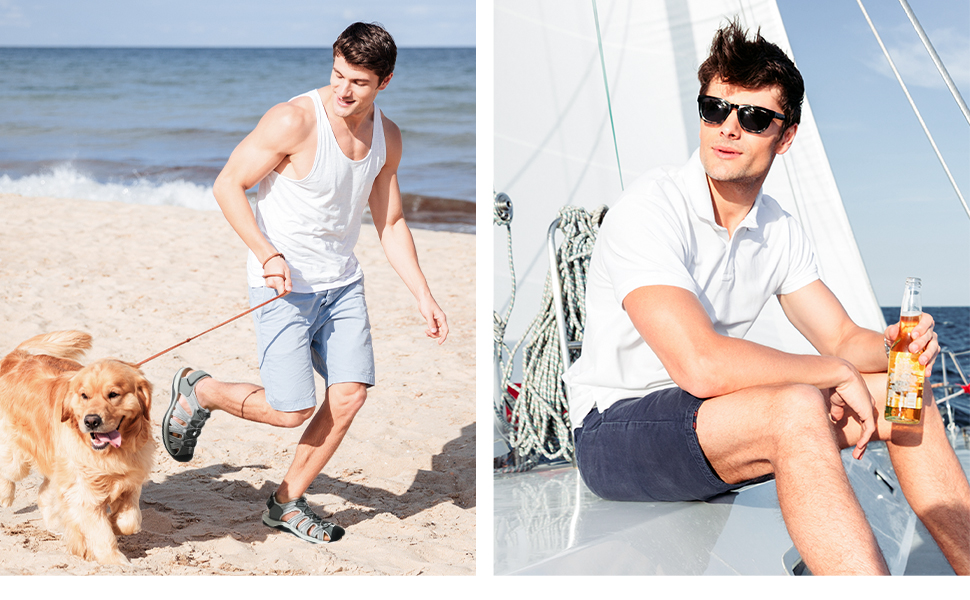 Чоловічі сандалі Dream Pairs для походів та пляжу, чорно-сірі, 40 EU, протиковзкі, дихаючі, літні