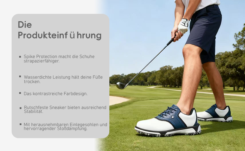 Гольф-взуття чоловіче ULTIANT, водонепроникне, без шипів, класичне, зручне, синього кольору, 46 EU