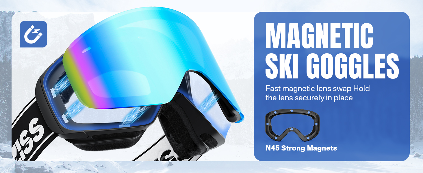 Очки для сноуборда OTG: мужские и женские, магнитные, антизапотевающие, 100% UV-защита, черные и синие