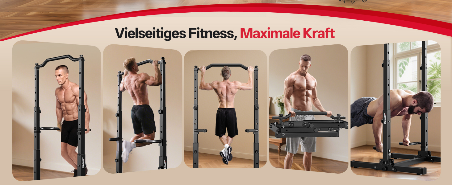 JOROTO Турнік-Штанга Power Tower, Регульована Висота, 5-в-1, для Дома, 172 кг, Безкоштовні Віджимання та Підтягування