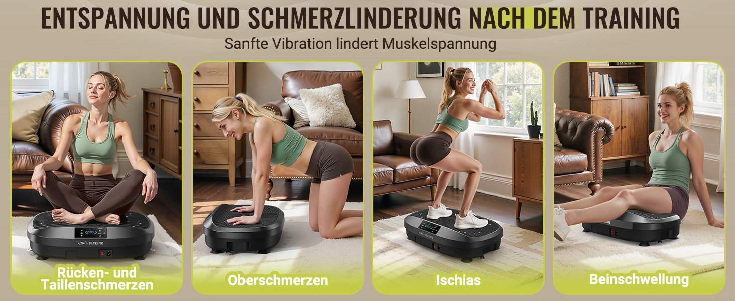 Платформа для вібраційного тренування FLYBIRD – Тест-переможець 2025, 120 швидкостей, 150 кг, дистанційне керування, для жінок, нарощування м'язів та лімфодренаж, чорний