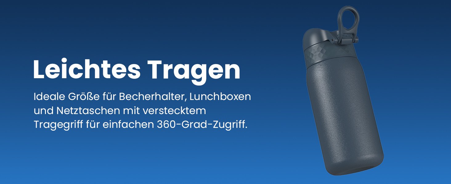 Дитяча пляшка для напоїв ion8, нержавіюча сталь, 400 мл, без ізоляції, не протікає, відкривається однією рукою, безпечне закриття, можна мити в посудомийній машині, з клапаном, ручка для перенесення, легко чиститься, класичний колір аква