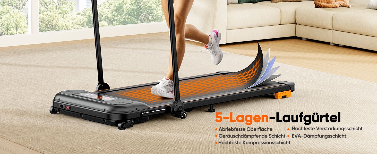 Складана електрична бігова доріжка Walking Pad для дому з регулюванням нахилу, швидкість до 12 км/год, 2.5HP, LCD-дисплеєм, пультами та керуванням через додаток, амортизація, чорна