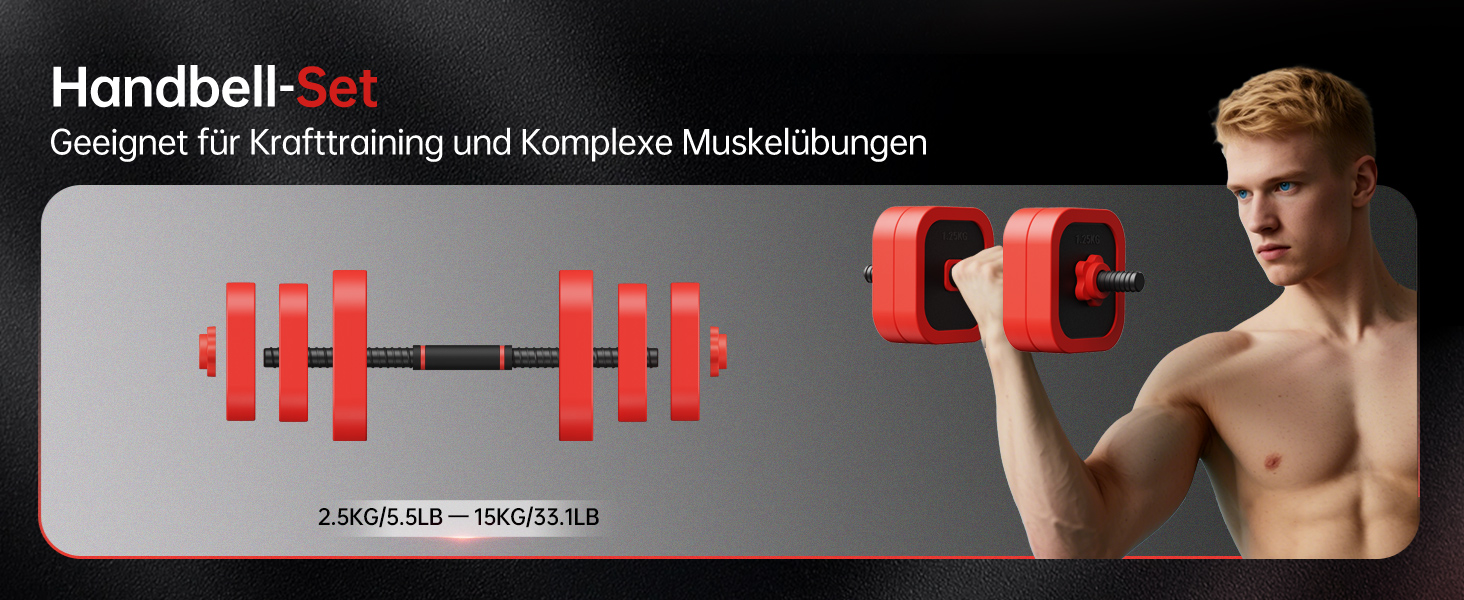 Набір гантелей JOROTO 30 кг 4-в-1: гантелі, штанга, гиря та бруси для дому. Ідеально для силових тренувань та фітнесу.