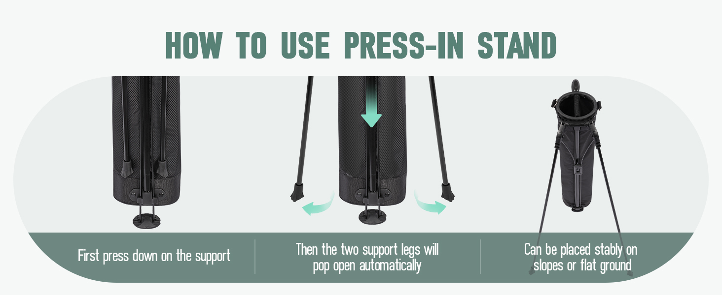 Сумка для гольфу на штативі, чорна A1 - легка, з 3 кишенями, 2-way divider