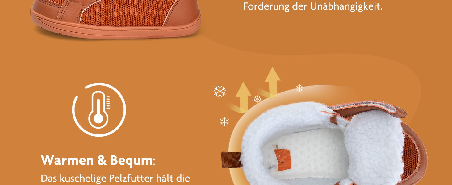 Дитячі зимові ботинки для ходьби Kinder - чорні, розмір 28 EU (Barefoot)