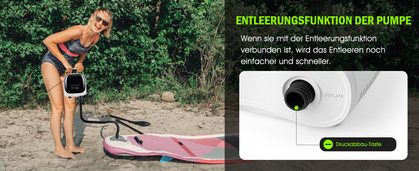 Електричний насос для SUP дошки, каяки та човни - 20 PSI, LCD дисплей, автоматичне вимкнення