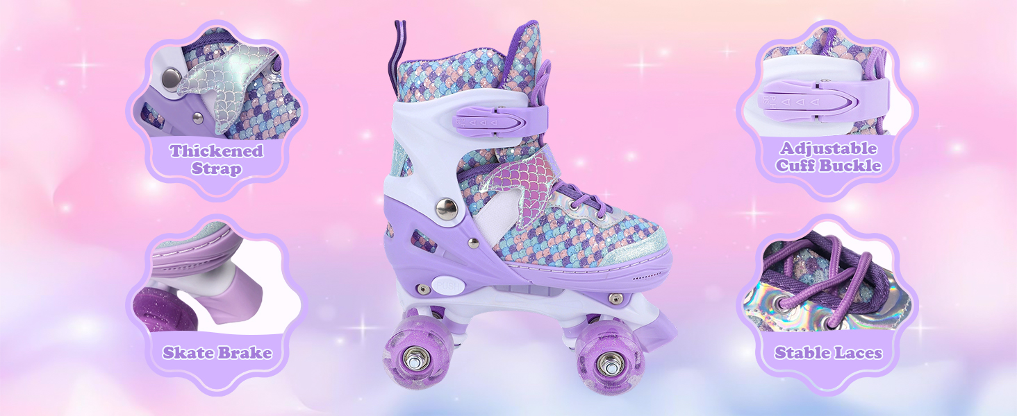 Роликові ковзани TOMSHOO для дівчаток, регульовані, з LED-підсвіткою, для початківців, дитячі, подарунок