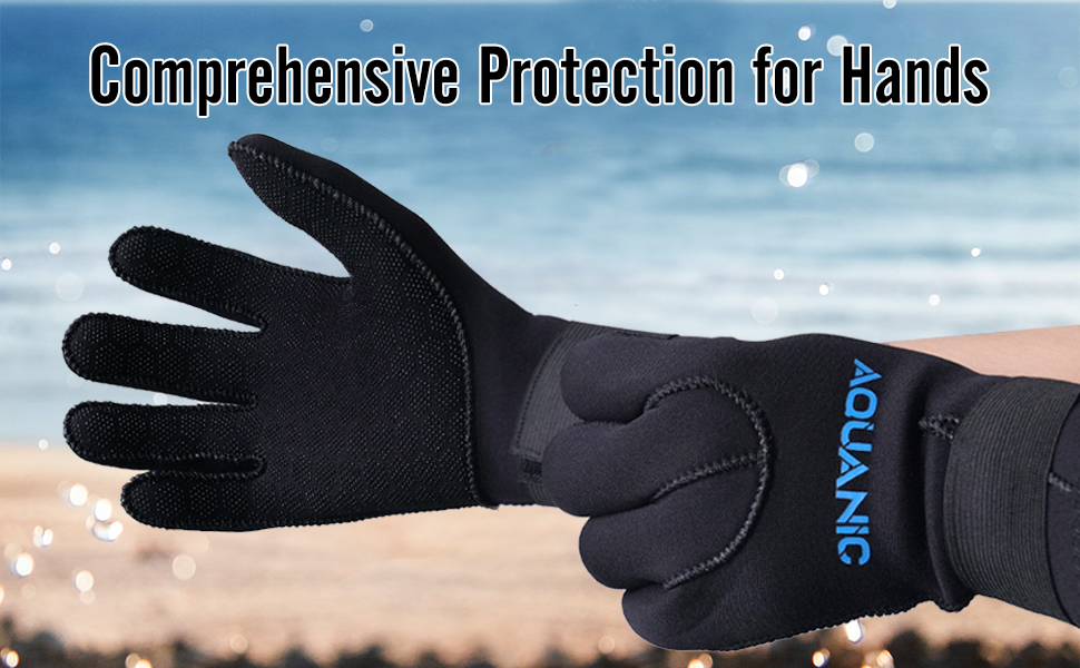 Нейтрик Неопренові рукавички для дайвінгу 3мм, чорні. Рукавички для дайвінгу та снорклінгу для чоловіків та жінок. Захист від холоду, антиковзаюча поверхня, регульований манжет.