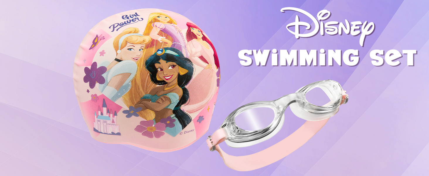Дитячий набір для плавання Disney Stitch: шапочка для плавання та окуляри, захист від UV, антизапіт, 3-6 років, рожевий принцеса