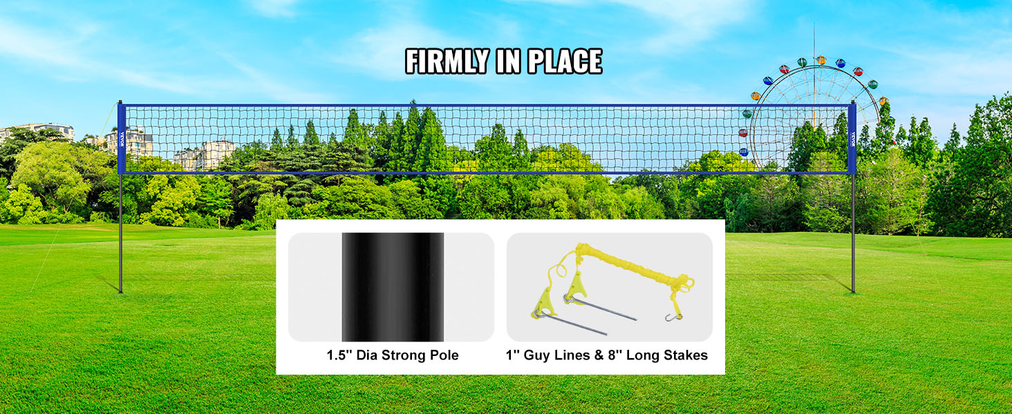 Набір для волейболу VEVOR, регульована висота, 9,7 x 2,4 м, блакитний, портативний, складаний, з м'ячем та сумкою, для саду та пляжу