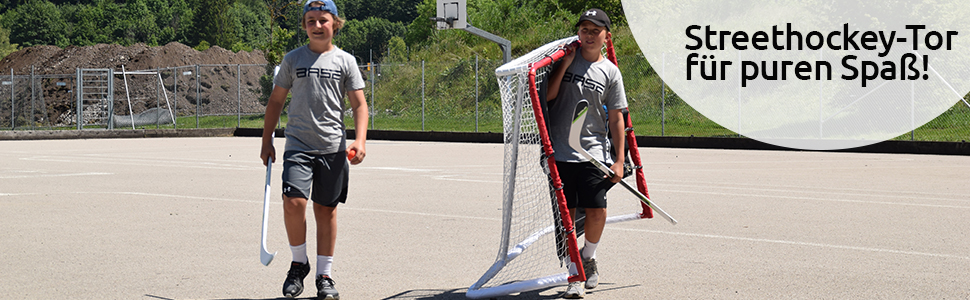 Ворота для хокею Street-Hockeytor 50'' Outdoor, для дітей, червоно-білі, 127x107x66 см