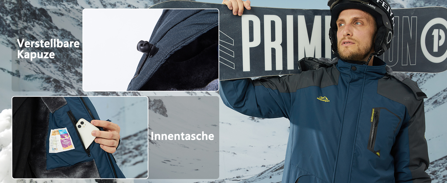 Чоловіча зимова куртка EKLENTSON: водонепроникна, вітронепроникна, з підкладкою, для туризму та активного відпочинку, 4 кишені, червона