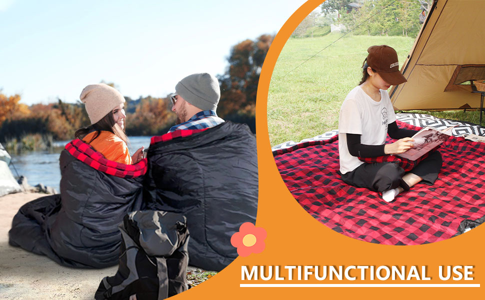 Спальний мішок для двох дорослих з флісу, зимовий, з подушками та сумкою для перенесення, 233*157 см, червоний