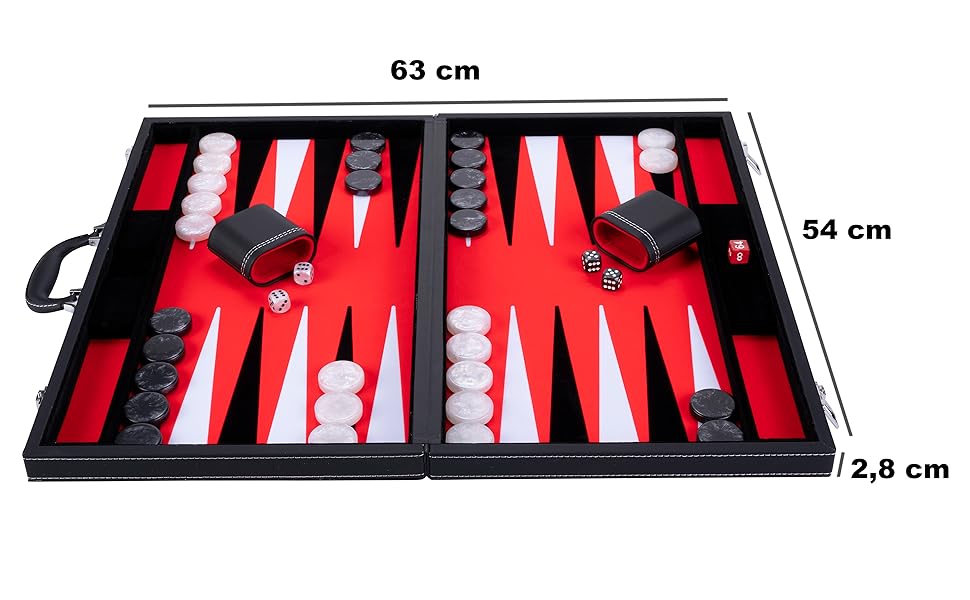 Набір для гри в нарди Engelhart Deluxe 54 см - високоякісні матеріали, нарди з кейсом, кубики та стаканчики