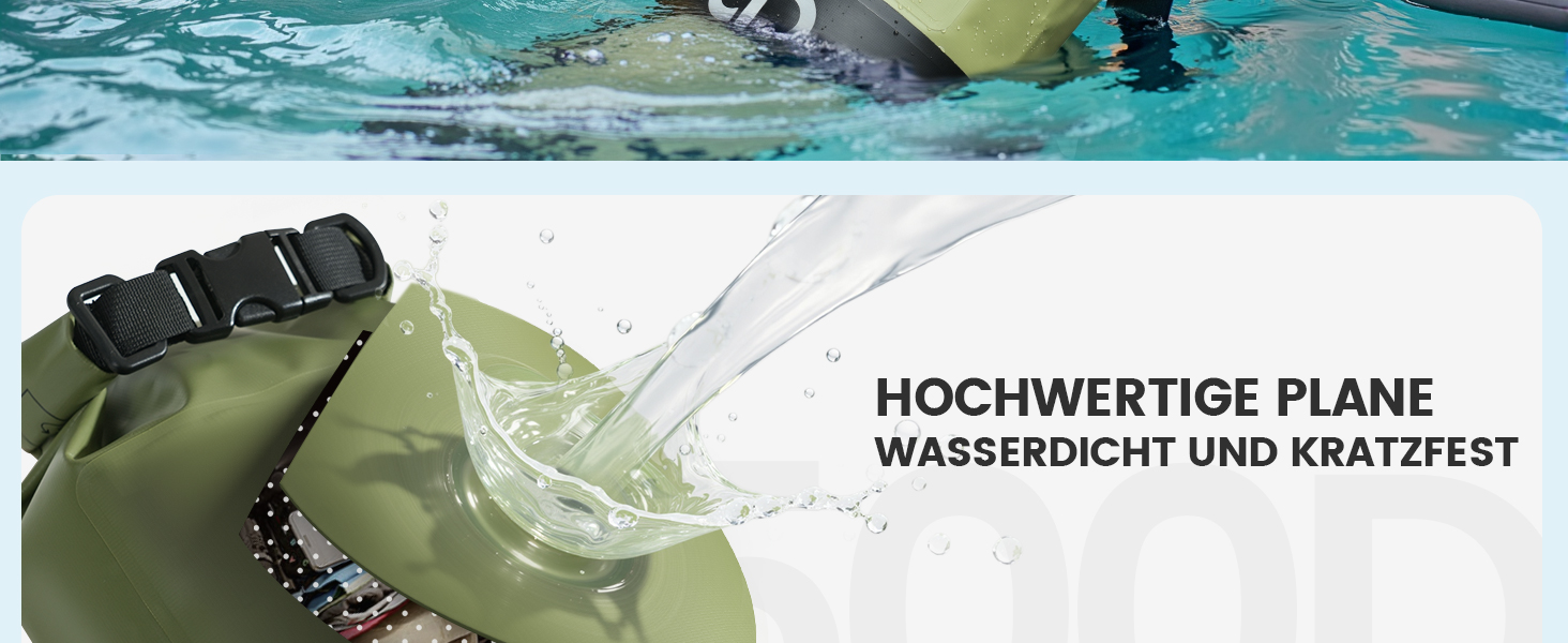 Водонепроникний рюкзак-сумка Dry Bag Lamicall 20L, зелений - міцний, з водонепроникним чохлом для телефону