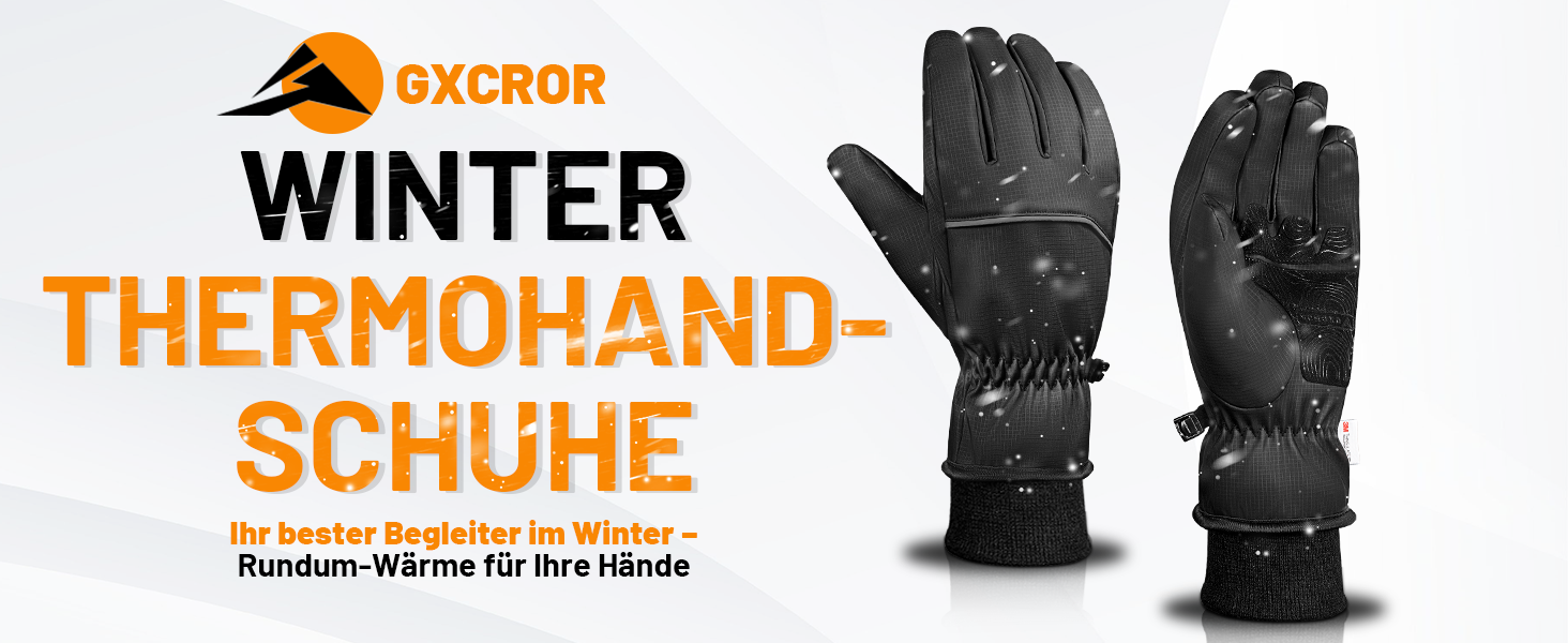 Водонепроникні зимові рукавички GXCROR для жінок та чоловіків з підтримкою сенсорного екрану, 3M Thinsulate, для катання на лижах, велосипеді, прибирання снігу та робіт на відкритому повітрі, до -20°C, теплоізоляція