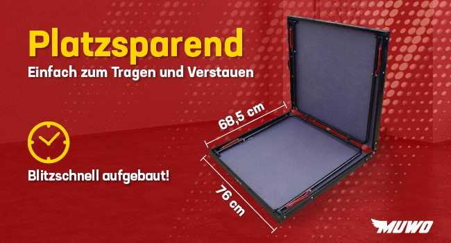 Закритий складаний міні-стіл для настільного тенісу MUWO, міцна сталева рама. Компактний, з ручкою для перенесення. 137 76 см, в т.ч. сітка, дві ракетки та м'яч для настільного тенісу чорний