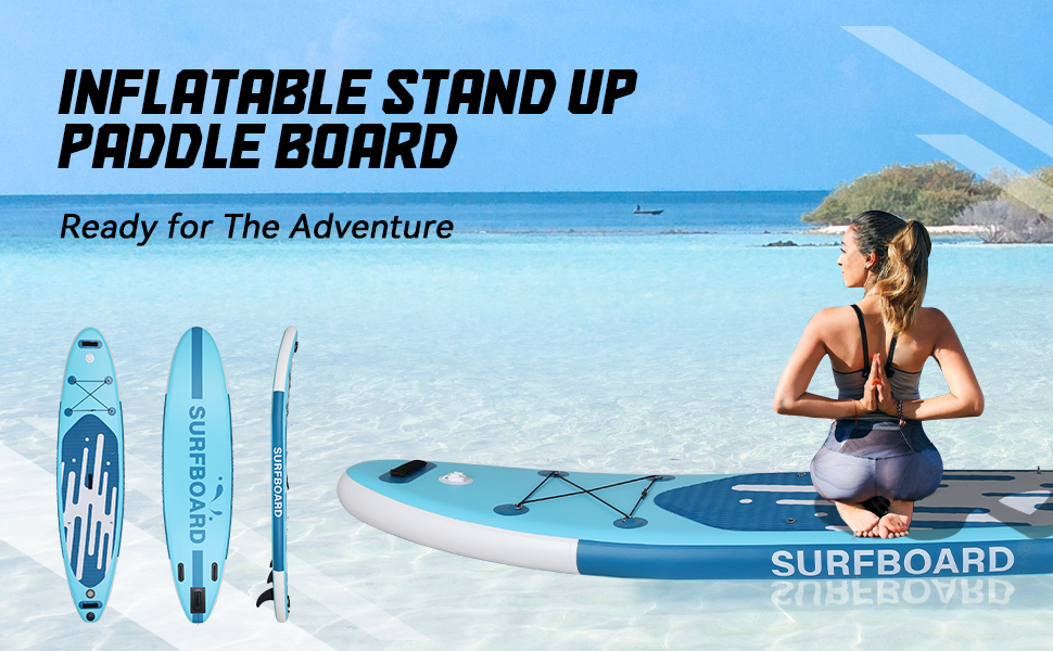 Надувна SUP-дошка YU YUSING 320/335x76x16,5 см з регульованим веслом, насосом, рюкзаком, страховочним шнуром, водонепроникною сумкою, для серфінгу, вантажопідйомність 150 кг