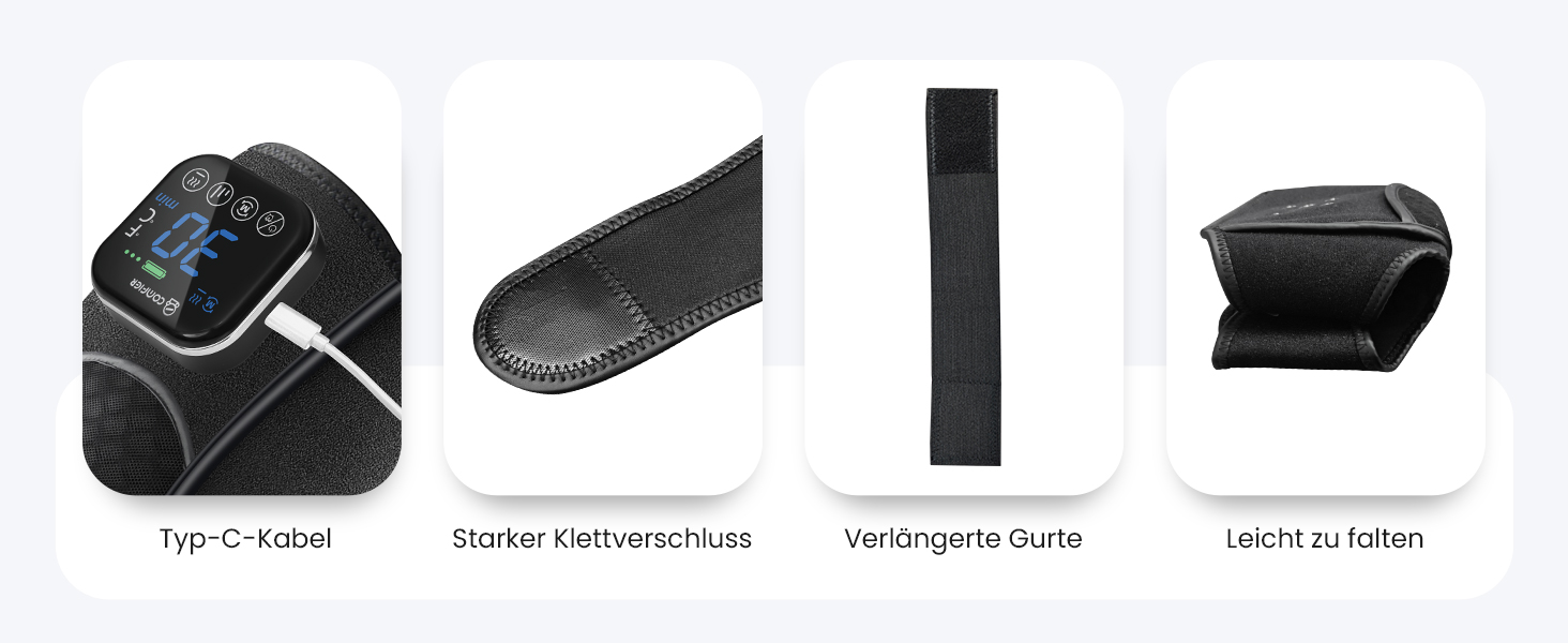 COMFIER Масажер для колін бездротовий, з підігрівом та вібрацією, 4 рівні нагріву з графену, подарунок для мами/тата, 17.5X16X7.5 см