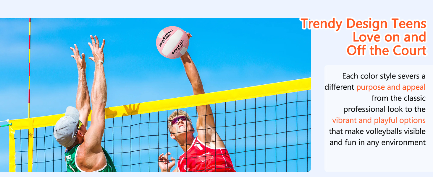 Волейбольний м'яч Aipwerer: для тренувань, пляжу, залу. Водостійкий, Soft Touch, рожевий. У комплекті насос та сумка