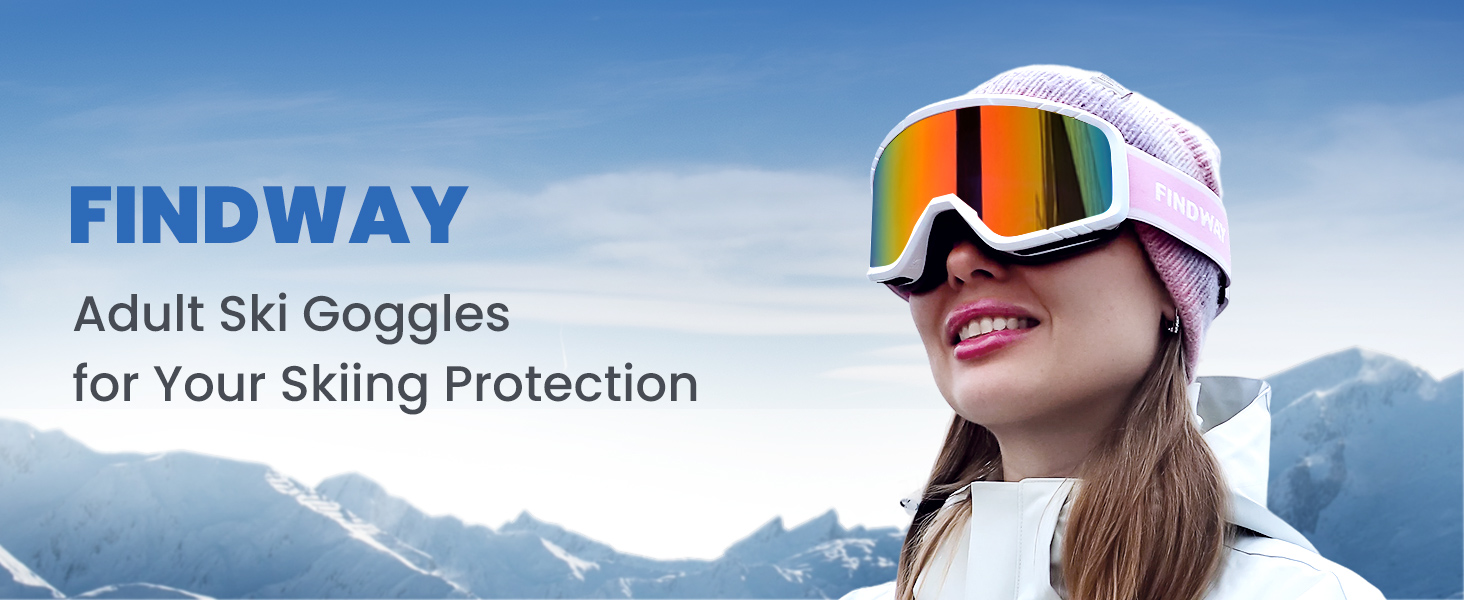 Лижні окуляри Findway для катання на сноуборді та лижах, OTG для окулярів, захист від UV та запотівання, рожеві, унісекс
