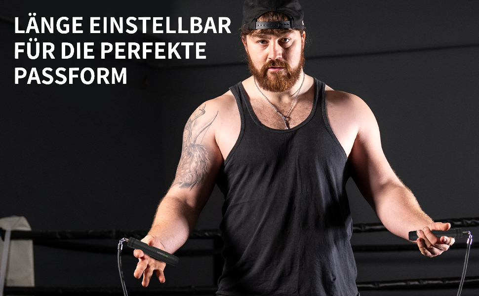 Скакалка з утяжеленням Hererope, 11 мм сталевий трос, металеві ручки, регульована довжина, для тренувань та фітнесу, чорний