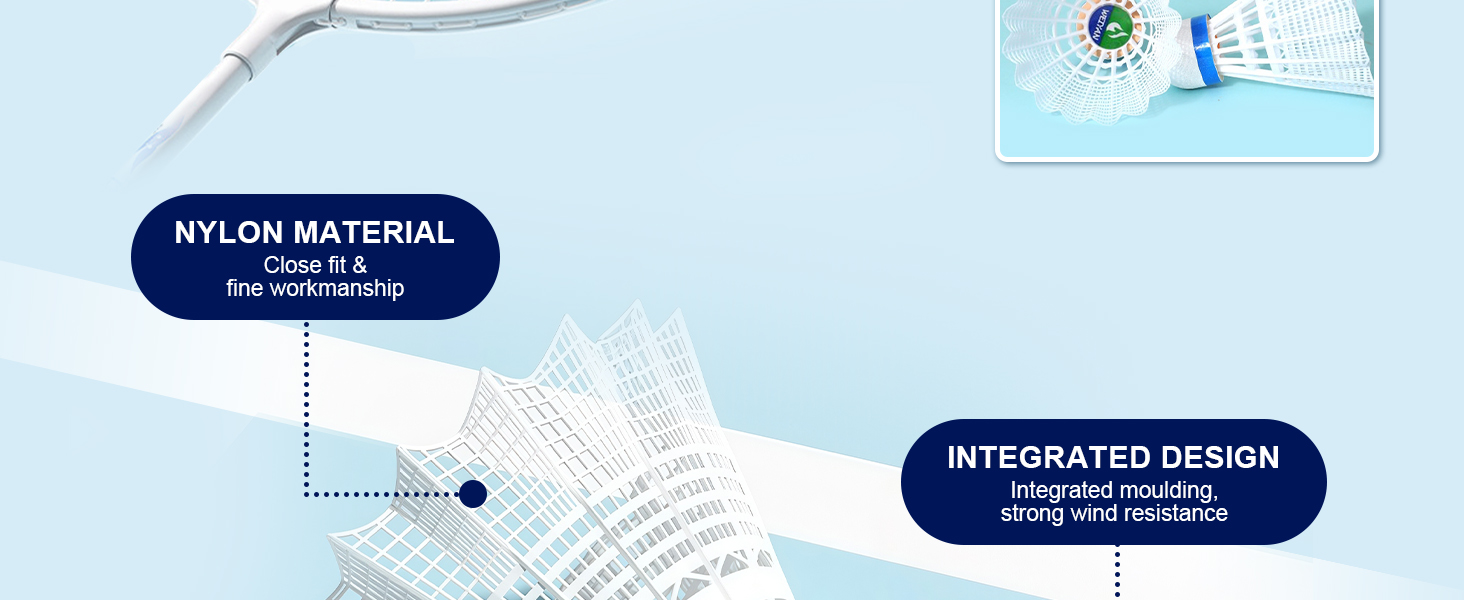 Флінтронік Бадмінтонні м'ячі, 6/12 шт. Нейлонові воланчики для бадмінтону, висока стабільність та довговічність, професійні воланчики для тренувань в приміщенні та на вулиці, відпочинок, спорт. 12 шт. Білі