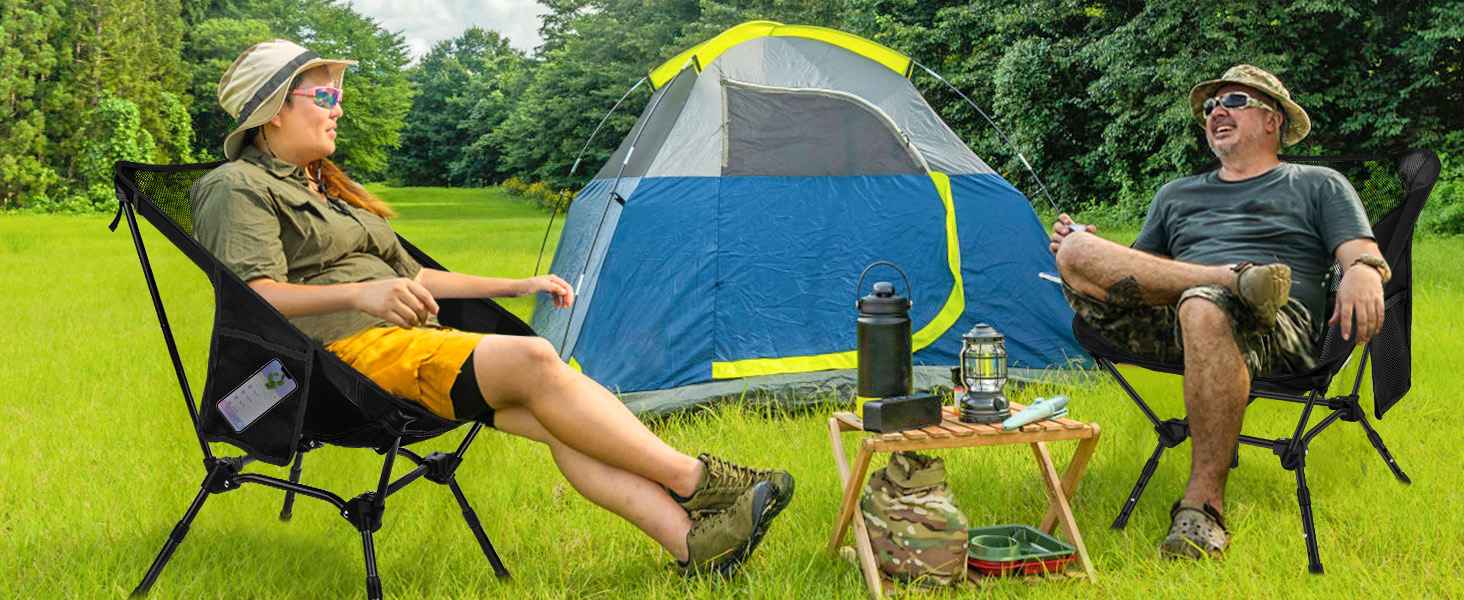 Зручний складаний стул для кемпінгу IEEILULU, 130 кг, чорний. Підходить для пікніків, риболовлі, відпочинку на природі та подорожей.