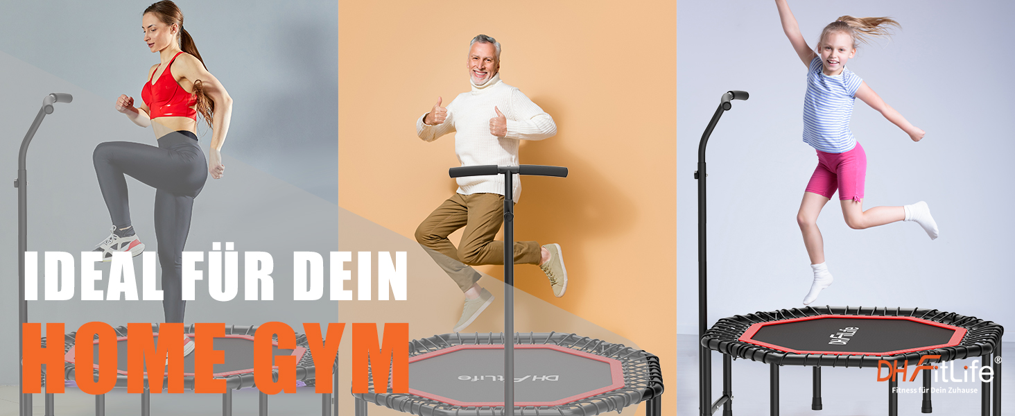 Трамплін для фітнесу DH FitLife, Ø121 см, 150 кг, з регульованими ручками | Для дітей та дорослих