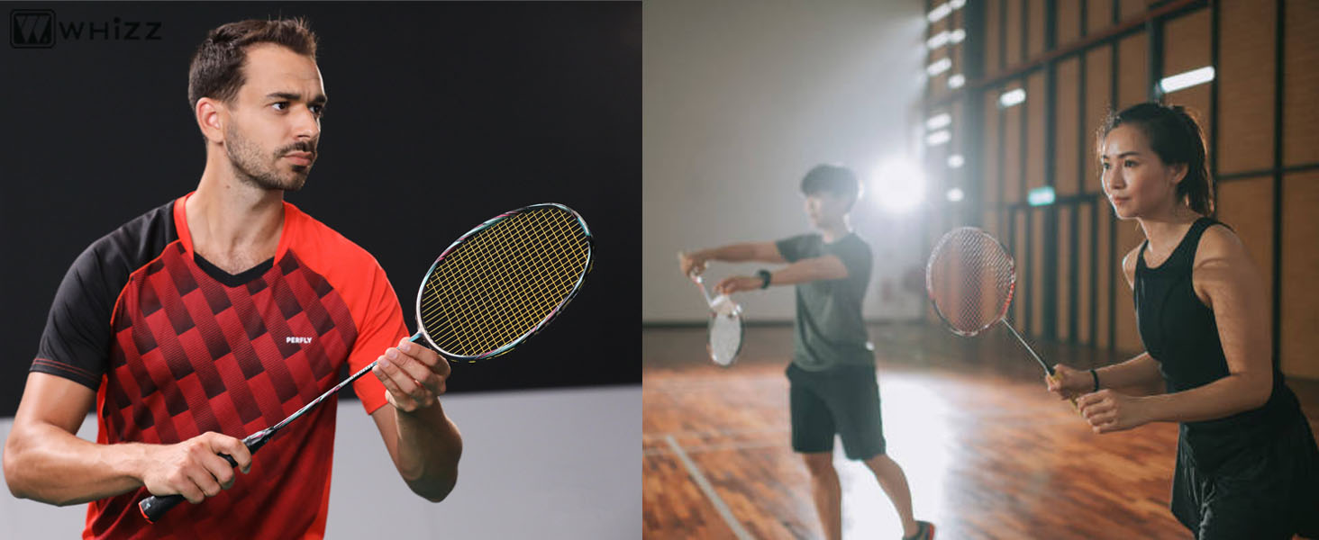 Набір для бадмінтону WHiZZ Carbon: ракетка графітова, воланчики, намотка, сумка (фіолетовий)