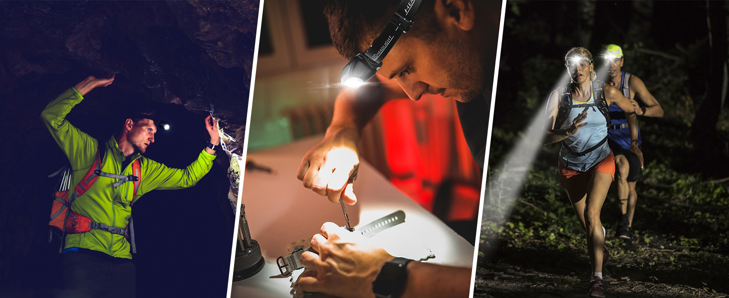 Налобний ліхтар LED, перезарядна модель з червоним світлом та 5 режимами, водонепроникний IPX4, регульований, для бігу, кемпінгу, велоспорту, 2 шт.