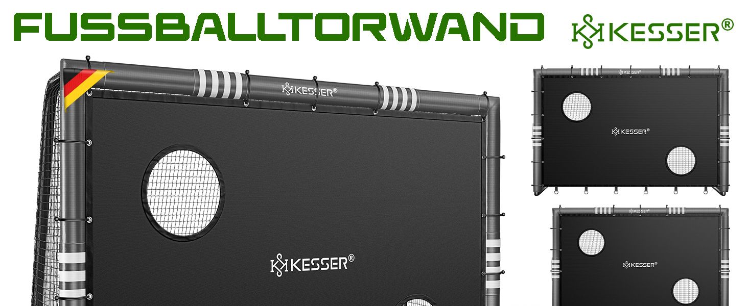 Ворота для футболу KESSER® для саду: міцні, для тренувань, з UV-стійкою сіткою, сталевий каркас з підкладкою, земляні анкери, повітряний насос, фішки, монтажні аксесуари для дітей та дорослих 180 см - з ворітною рамою антрацитового кольору