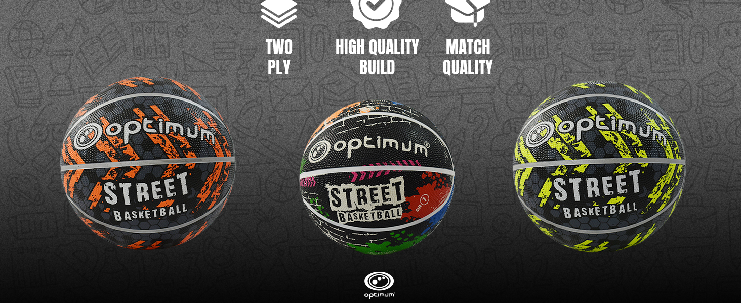 Баскетбольні м'ячі OPTIMUM: зносостійке зчеплення, універсальні для гри в приміщенні та на вулиці, оптимальний контроль та точність. (Розмір 7, Чорний/Жовтий)