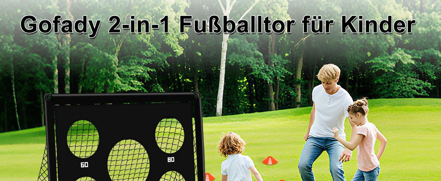 Дитячі ворота для футболу 2-в-1, 150x120 см, портативні та стабільні, 5 цілей, 4 анкера, сумка, для саду, парку, пляжу, чорний
