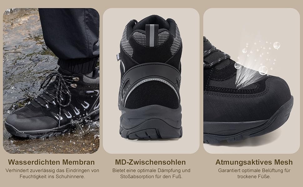 Чоловічі трекінгові черевики EARLDE, водонепроникні, чорні (43 EU)