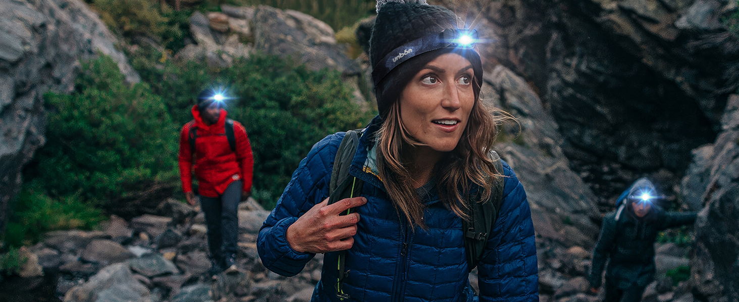 Налобний ліхтар UNBON LED акумуляторний, перезаряджається через USB-C, дуже яскравий, з регулюванням яскравості, 3 режими, сенсор, IPX4, вологостійкий, для туризму, риболовлі, 2 шт.