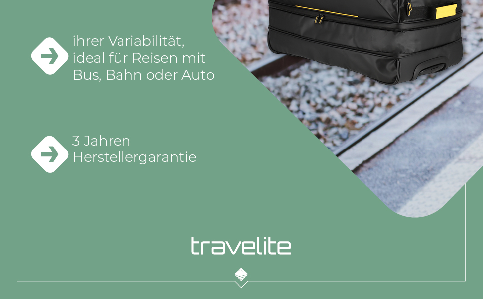 Дорожня сумка на колесах Travelite Basics, водовідштовхувальний матеріал, м'який чемодан з розширенням, 70 см, 98-119 л
